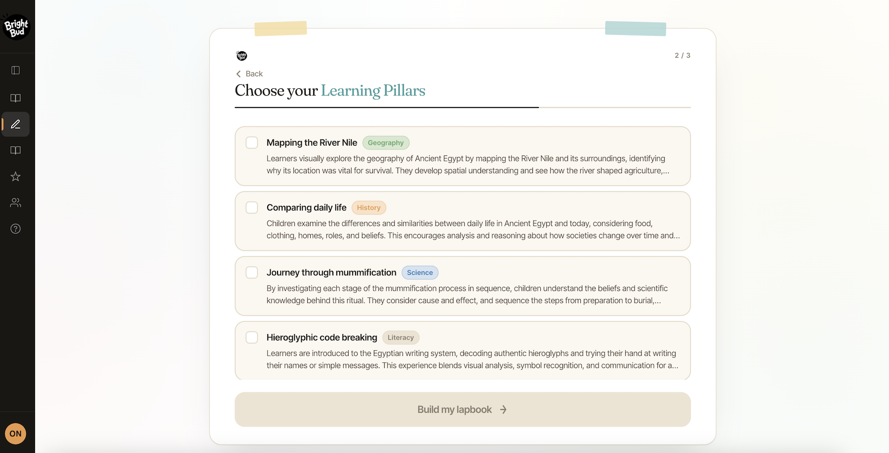 Choose learning pillars